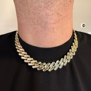 Gold and CZ Stone Men's Chain Necklace